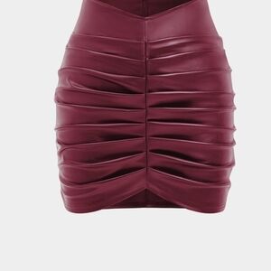 Elegant Ruched Mini Skirt in Rich Burgundy